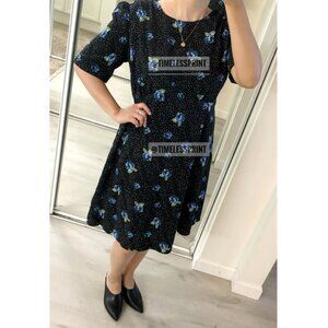 ASOS Black/White Dots & Blue Roses Dress